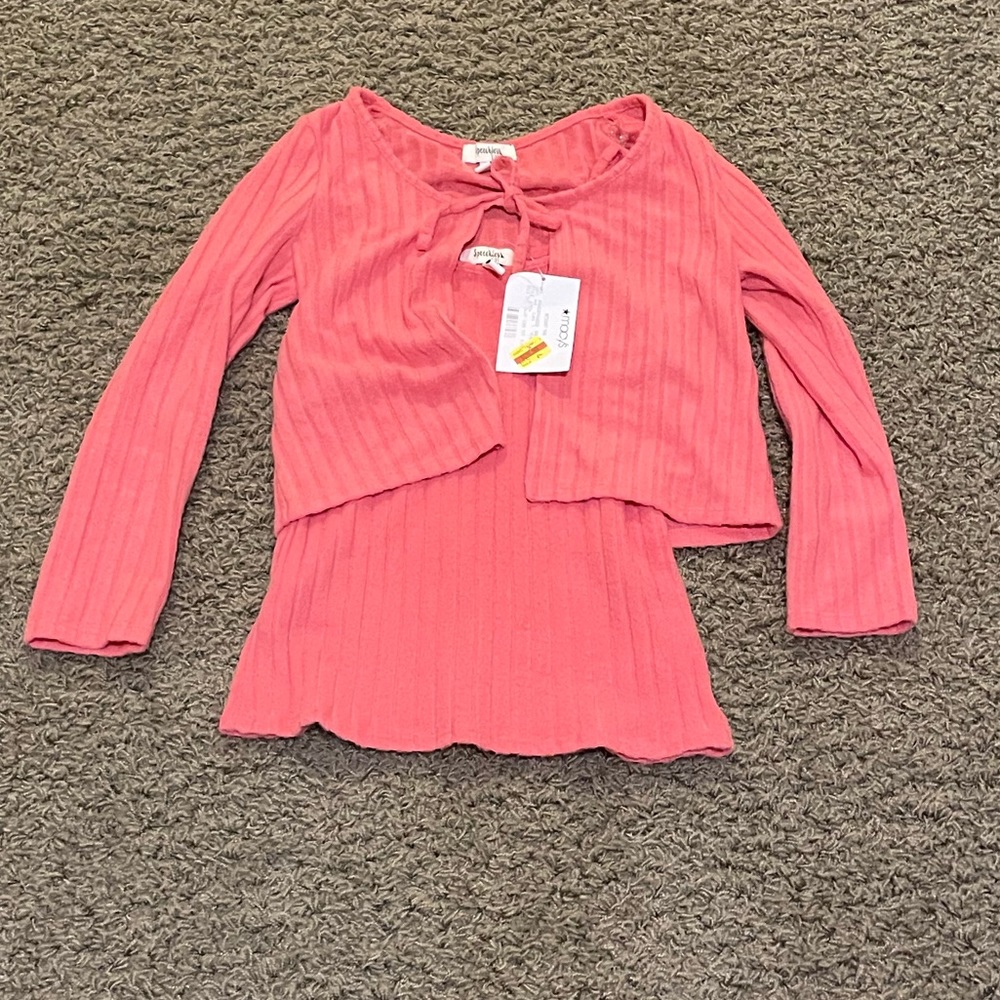 Pink shirt+sweater matching set